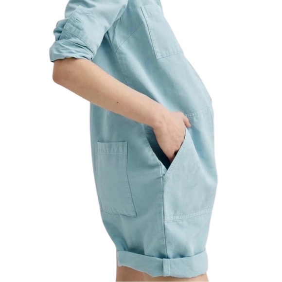 Hatch The Utility Maternity Romper Sky Blue Cotton Linen Size 0 - Picture 10 of 10